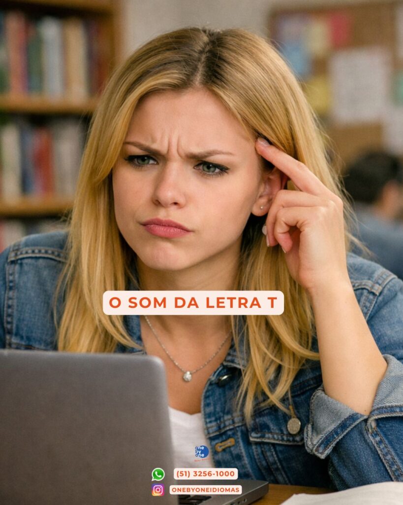 Imagem com garota loira pensativa.